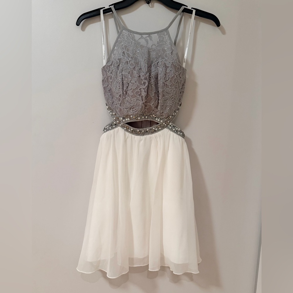White and Gray Mini Dress